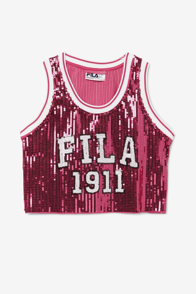 Fila Tielko Damske Kiki Glam Crop Jersey Ruzove - WPCRB7083